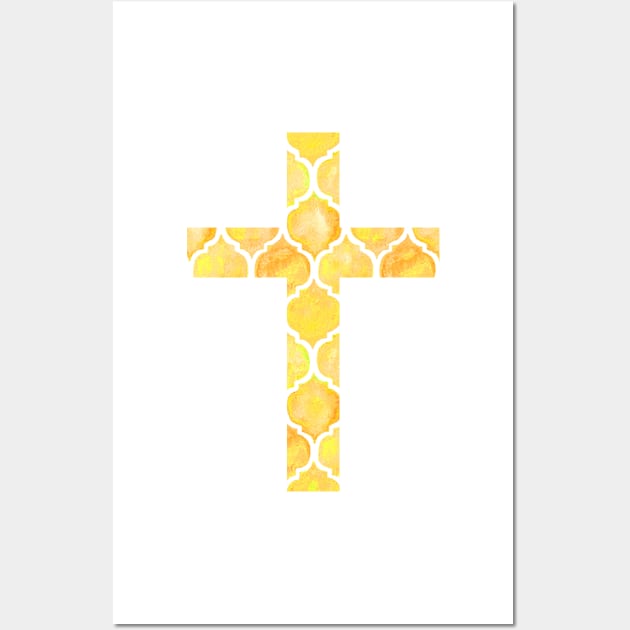 Yellow Easter Cross Design Wall Art by StylishTayla